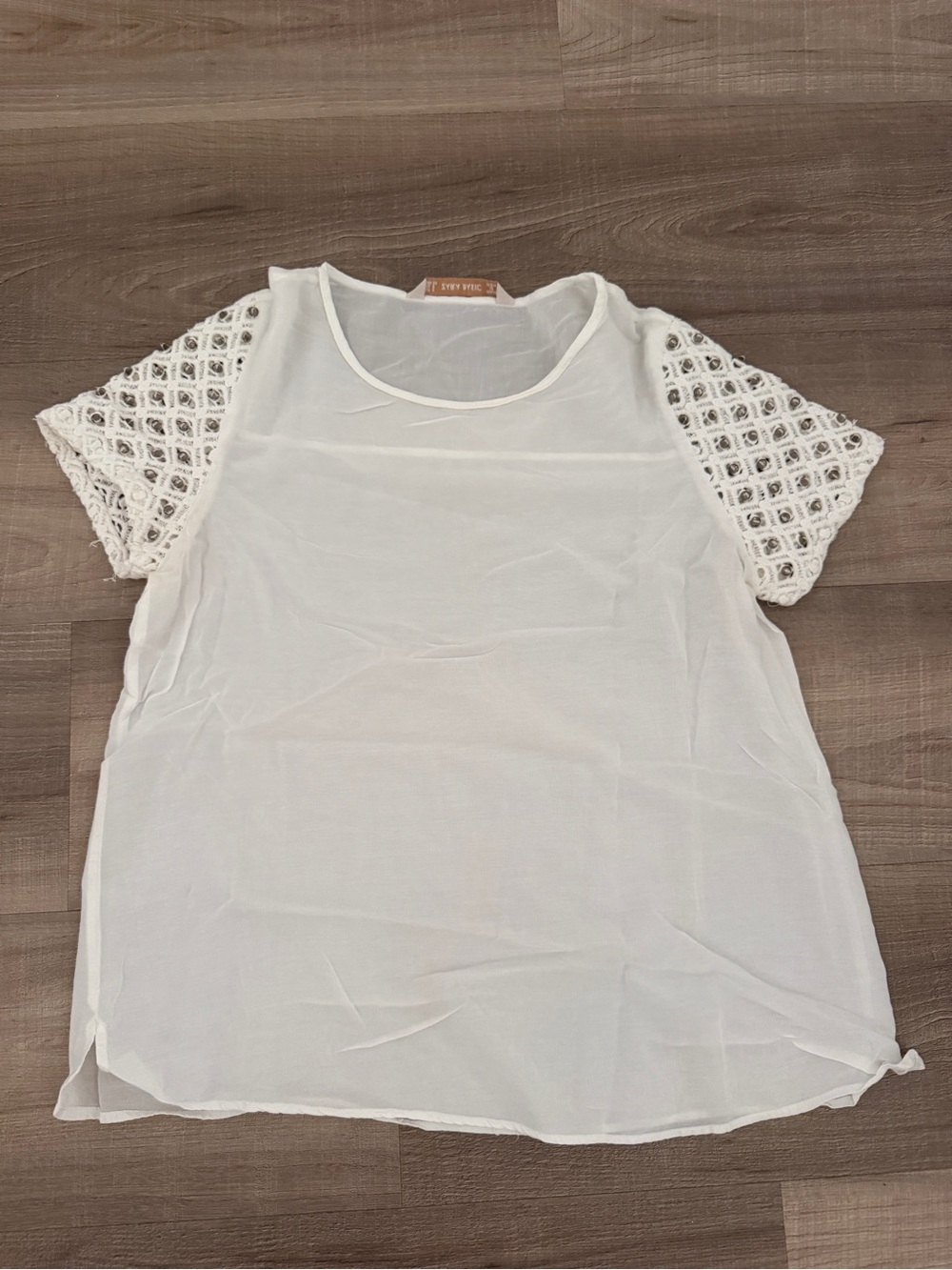 Zara White Crochet Short Sleeve Top